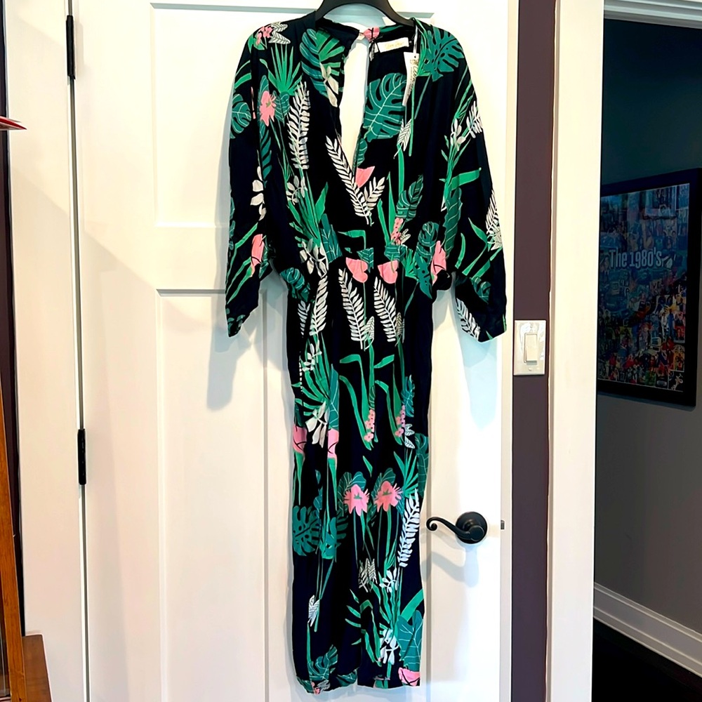 Ava sky tropical jumpsuit romper palm leaves resort NWT Hawaii